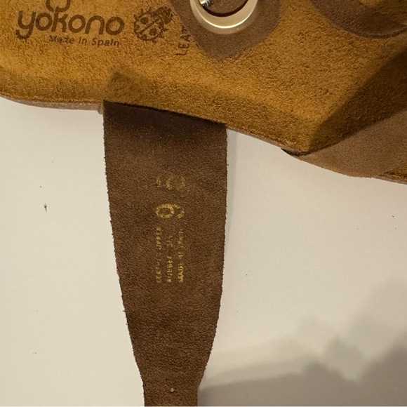 Yokono Brown Tan Suede Ibiza Slip On Toe Ring Buckle Cork Sole Sandals - Picture 4 of 5